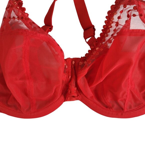 Elomi Matilda Plunge Bra Red 38G Underwire Unlined Adj Side Panels J Hook Chilli - Picture 3 of 10